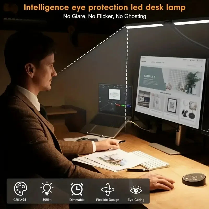 Led Desk Lamp for Office Home Bright Desk Light with Clamp USB Adapter Desk Lamp Stepless Dimming Adjustable Flexible Gooseneck