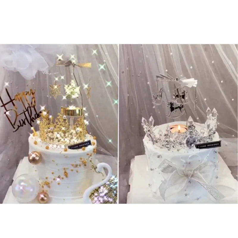 Carousel Candle Holder Gold Metal Candlesticks Room Decor Cake Rotating Candle Stand Home Decoration For Valentine's Christmas