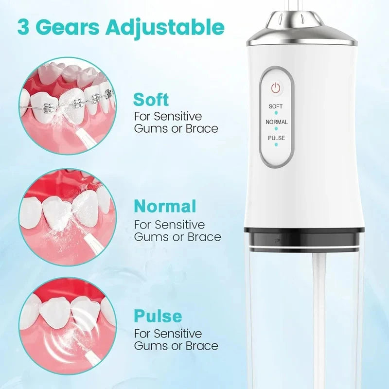 Smart Electric Oral Irrigator Water Flosser 4 Jets 3 Modes USB Charging Water Jet Irrigator Dental Teeth Cleaner