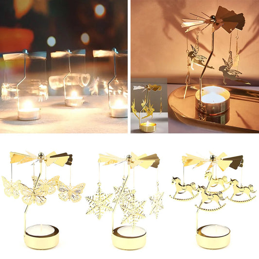 Metal Rotary Candle Holder Rotating Candle Holder Dinner Party Wedding Party Christmas Candle Holder Stand Home Decoration
