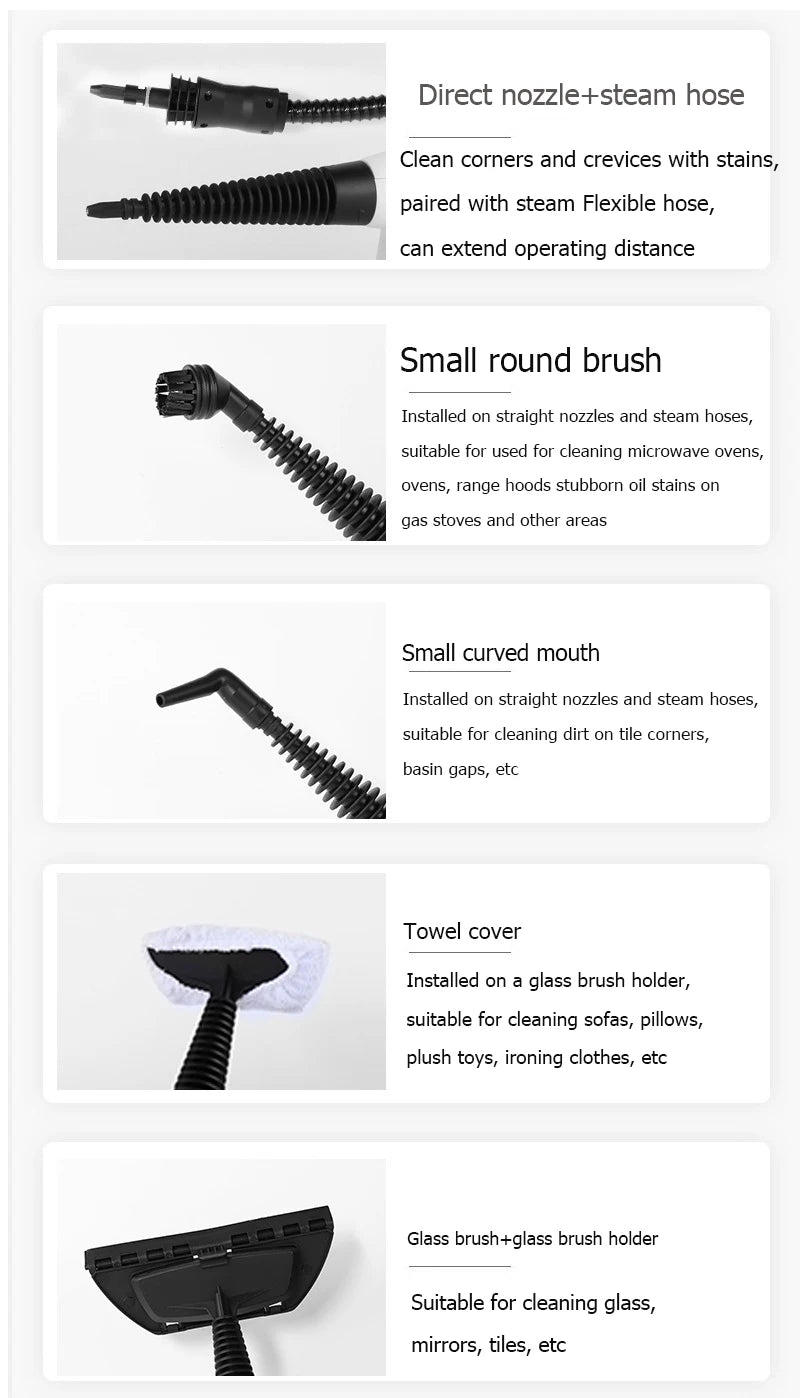 Large capacity water tank handheld high-temperature steam cleaning machine, suitable for kitchen/sofa/window/bedroom/car care