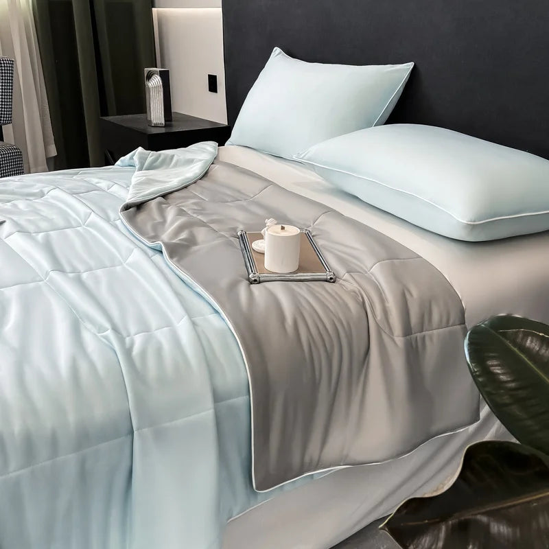 Reversible Cooling Blankets Smooth Air Condition Comforter Lightweight Summer Quilt Washable Double Side Cold Fabric & Cool Skin