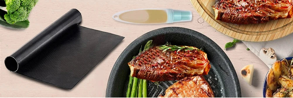 5-10 Pcs BBQ Grill Mat Non-stick Heat Resistant Grill Mat Outdoor Baking Reusable Barbecue Party Mat 40x33cm Grill Accessories