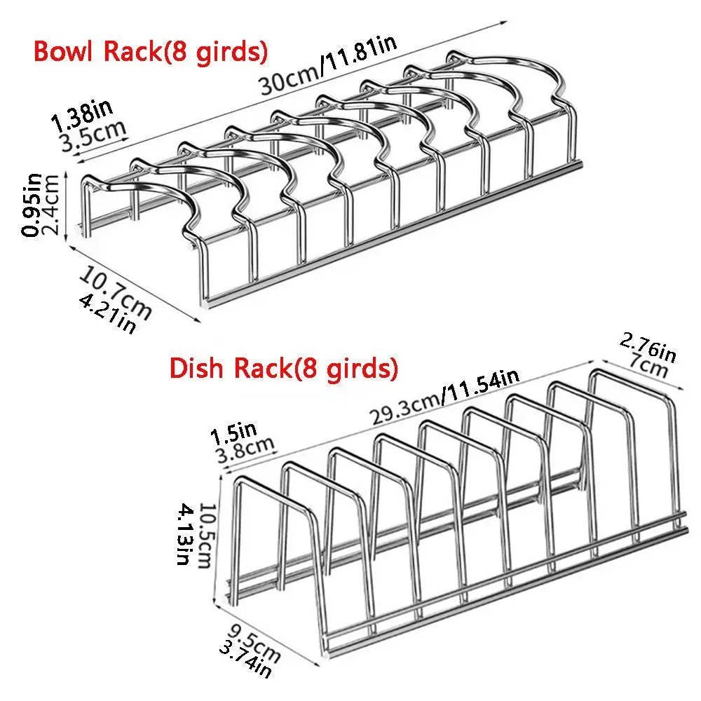 Multipurpose Dish Drying Rack Stainless Steel Kitchen Organizer Bowl Draining Rack 8 Girds Space Saving Dish Drying Holder