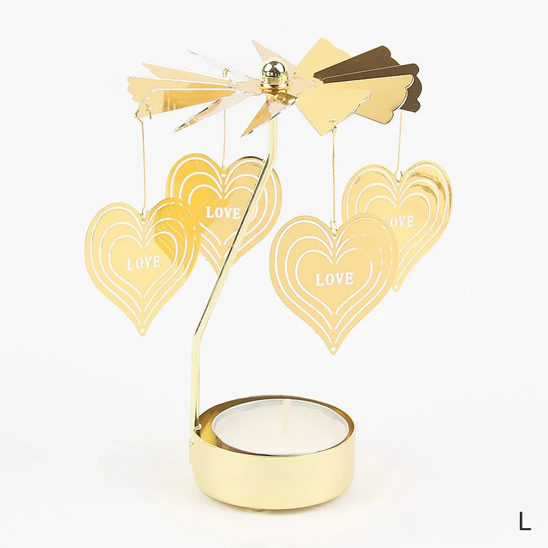 Carousel Candle Holder Gold Metal Candlesticks Room Decor Cake Rotating Candle Stand Home Decoration For Valentine's Christmas