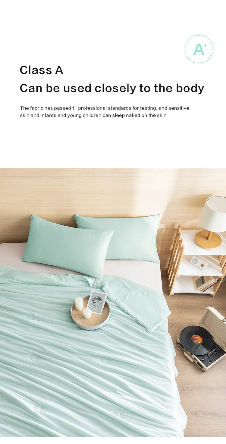 Cooling Blanket for Bed Silky Air Condition Comforter Lightweight Cooled Ice Summer Quilt with Double Side Cold & Cooling Fabric