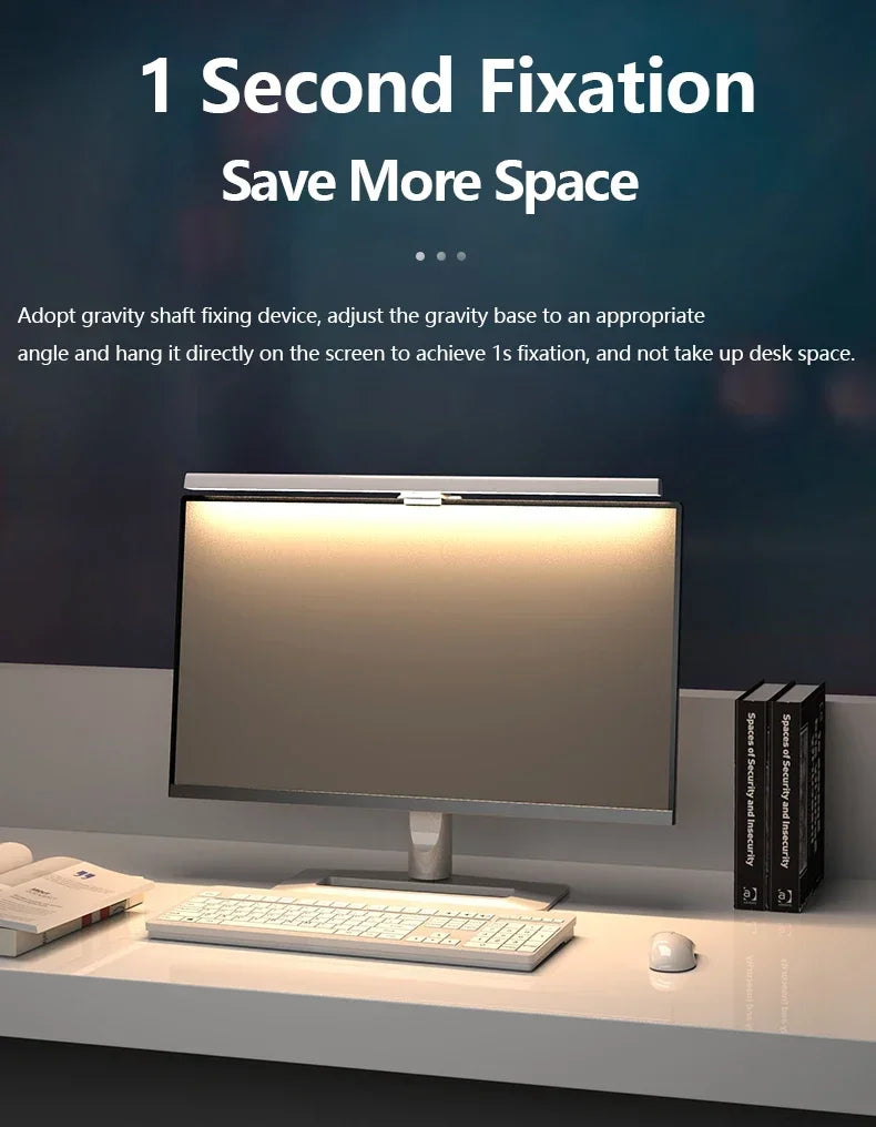 50cm PC Screen Display Hanging Light Computer Monitor Lamp Eye Protection Desk Lights Dimmable Timing Function for Study Work