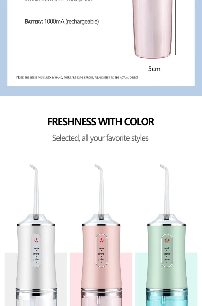Smart Electric Oral Irrigator Water Flosser 4 Jets 3 Modes USB Charging Water Jet Irrigator Dental Teeth Cleaner