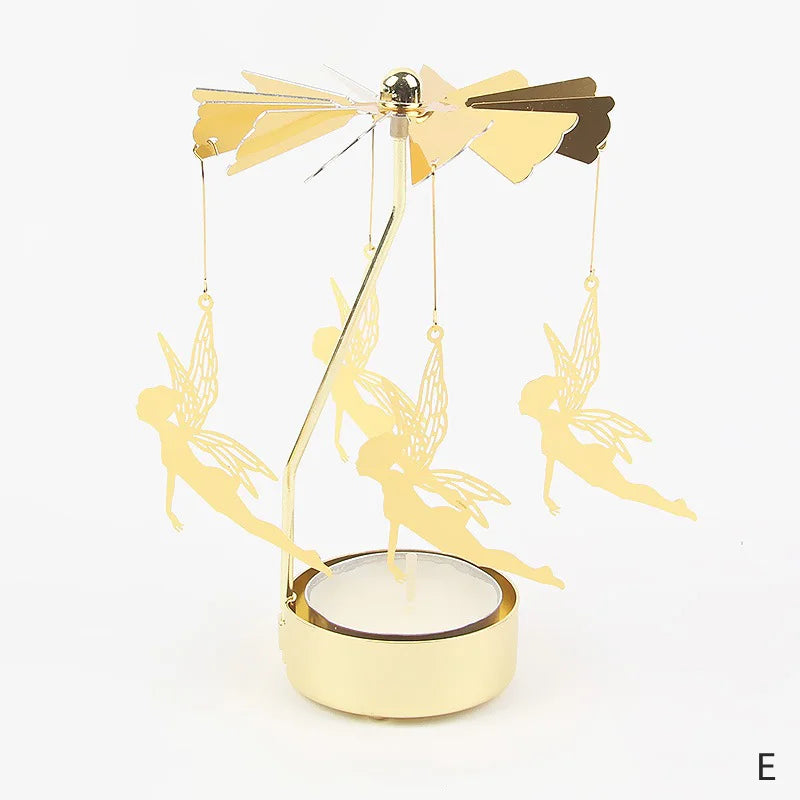 Carousel Candle Holder Gold Metal Candlesticks Room Decor Cake Rotating Candle Stand Home Decoration For Valentine's Christmas