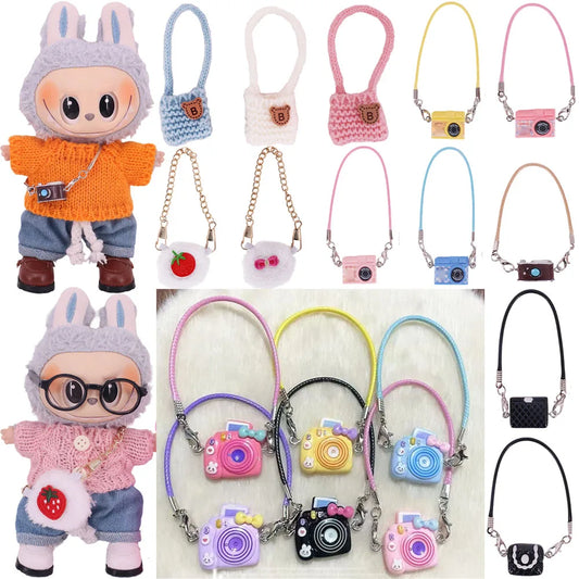 Doll Mini Crossbody Bag Cartoon Model Camera Pendant Doll Accessories For 15-17cm Plush Labubu Doll Gift,Girl's Dollhouse Toys