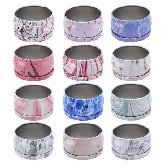 12 Pcs 1.57* 2.36inch (about 4* 6cm) Marble Round Candle Container Mold Container, Reusable Storage, High Temperature Resistance and Easy to Clean.