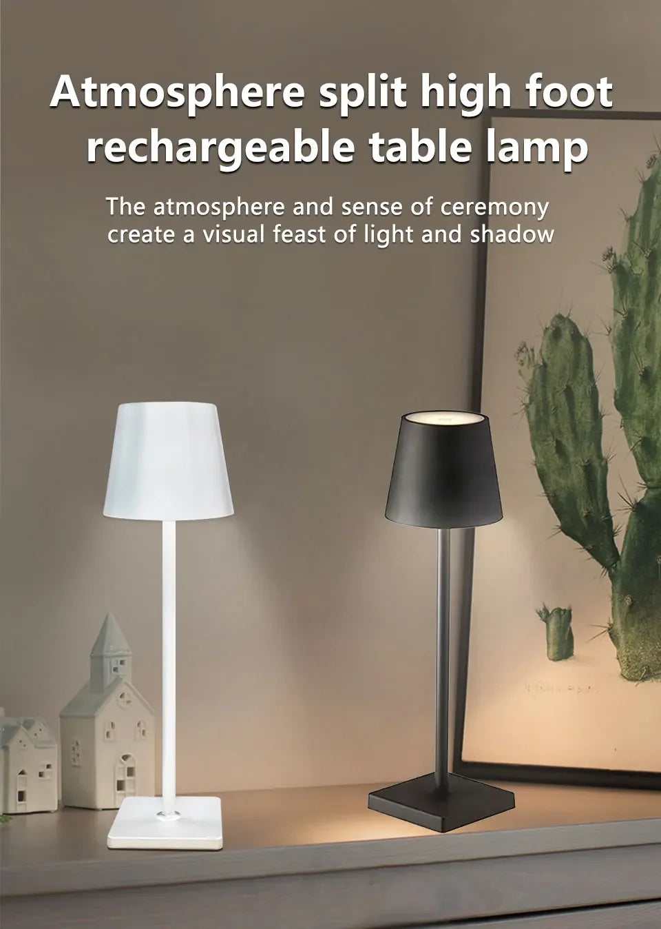 LED Desk Lamp Usb Rechargeable Table Lamp Wireless Touch 3 Color Desktop Night Light Bar Restaurant Creative Ambient Light Decor