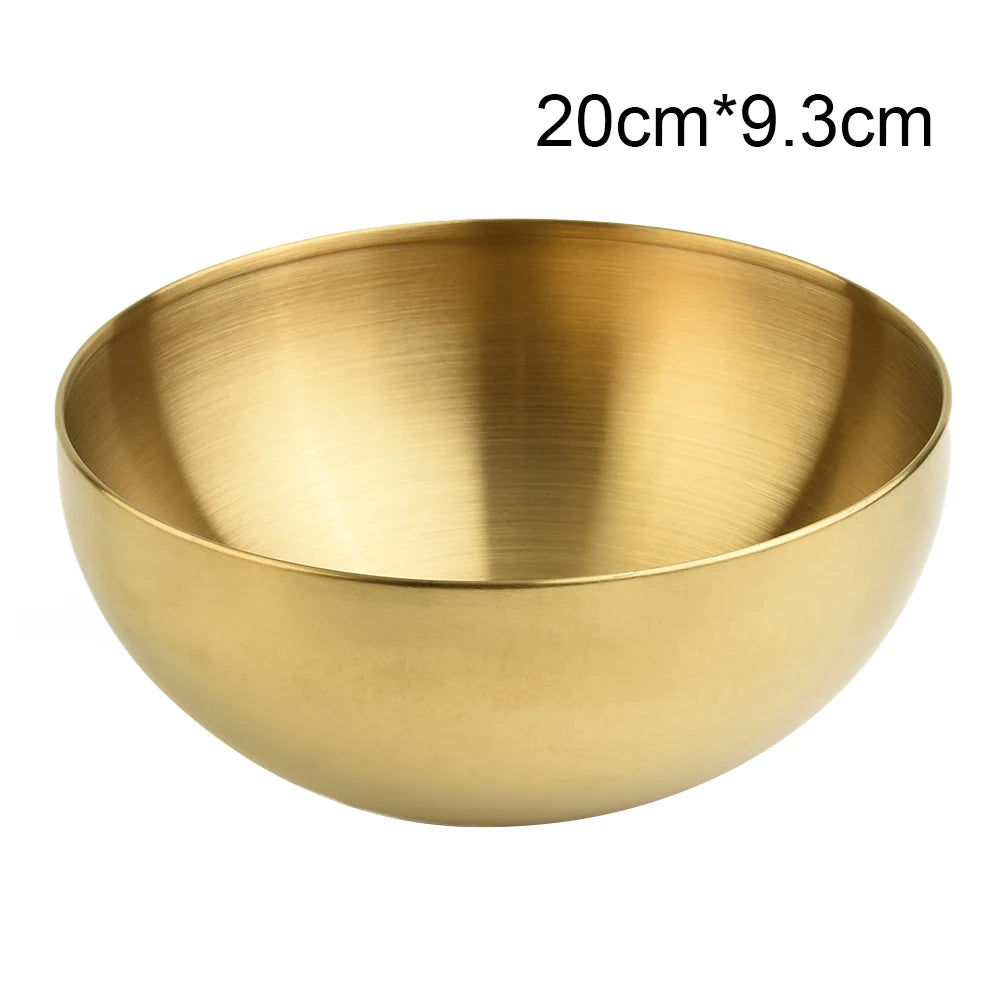 1pc Kitchen Stainless Steel Fruit Salad Bowls Korean Ramen Soup Noodles Bowl Single Layer Heat Insulated Home Tableware