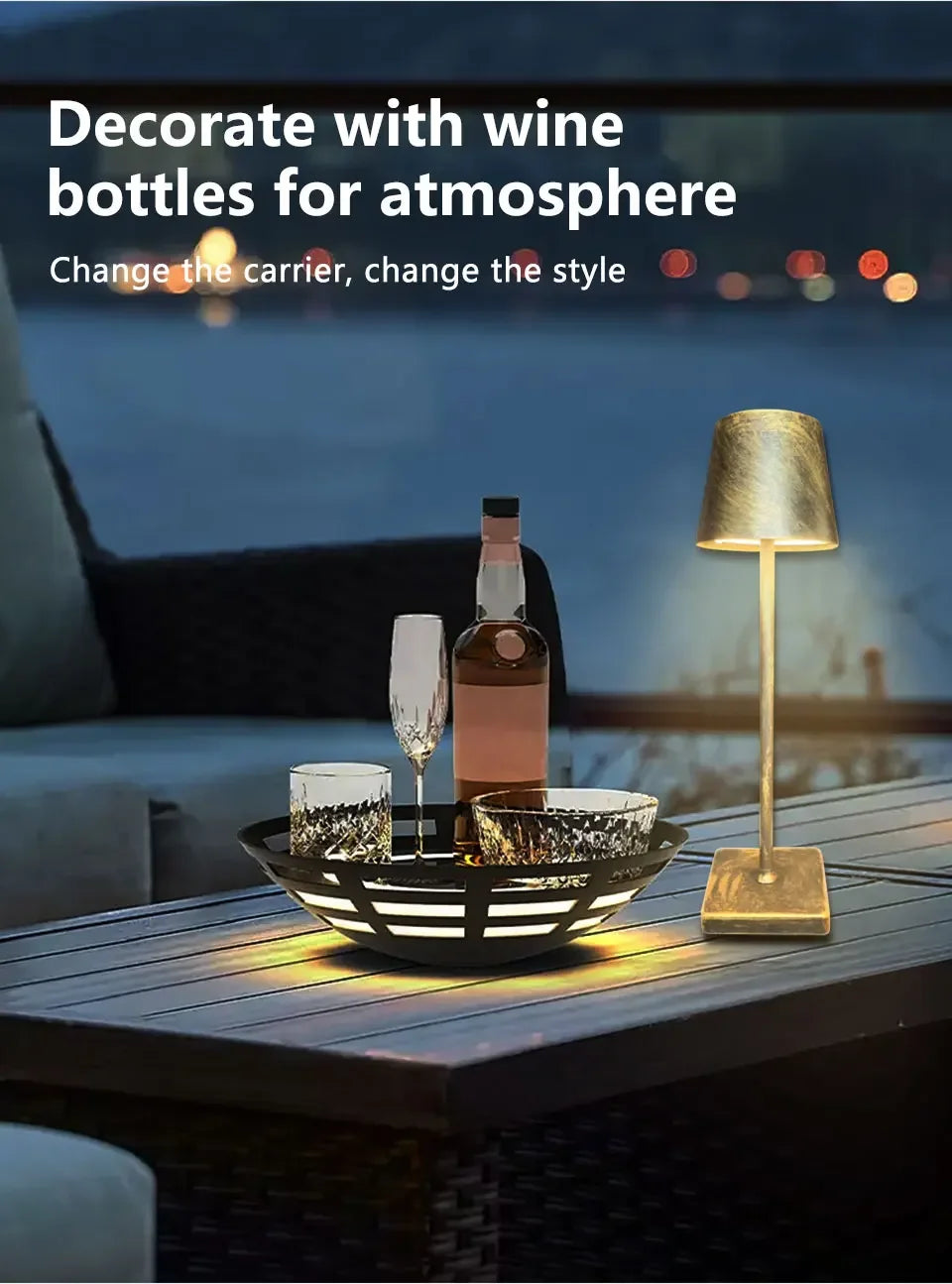 LED Desk Lamp Usb Rechargeable Table Lamp Wireless Touch 3 Color Desktop Night Light Bar Restaurant Creative Ambient Light Decor