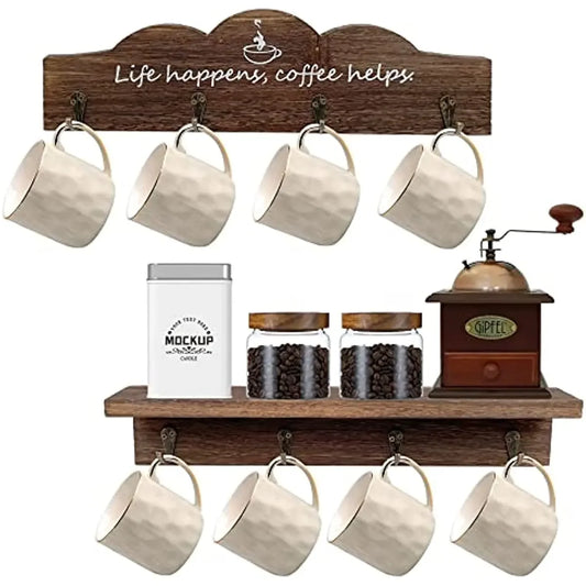 2 Pcs /set Coffee Cup Holder Kitchen Wall for Farmhouse Decorations Coffee Station Office Decor Mug Organizer Mug Display