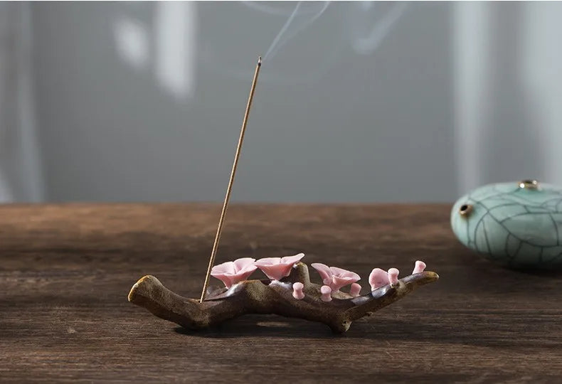 Ceramic Plum Blossom Pen Rest Home Desktop Joss-stick Base Incense Ceremony Ornaments Zen Tea Ceremony Accessories Tea Pets