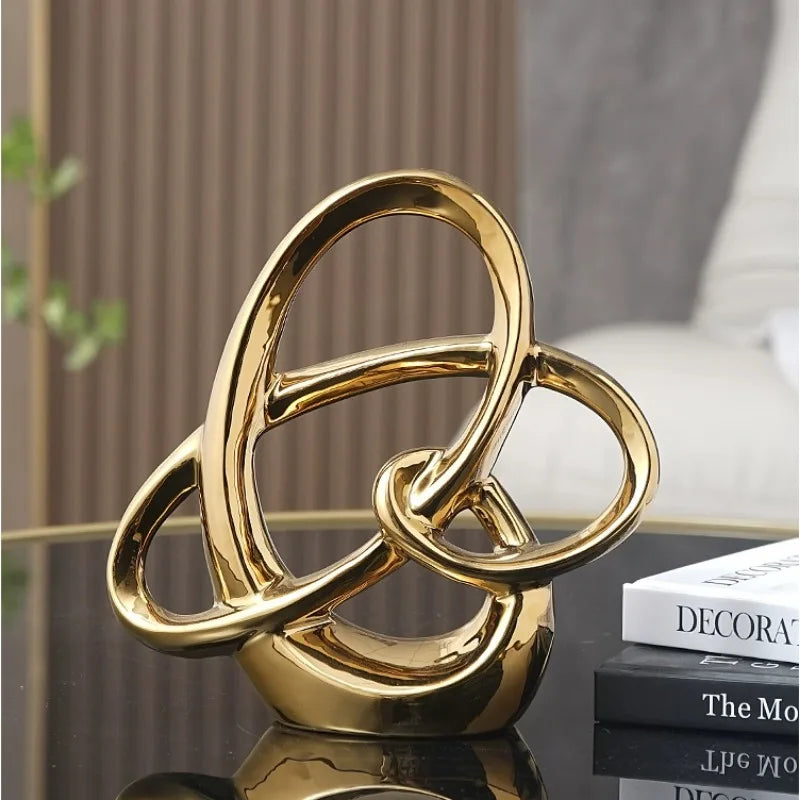 Ring Shaped Ornaments Electroplated Ceramic Sculpture Statue Decoration Furnishing Home Decor Crafts Home Accessories Figurines
