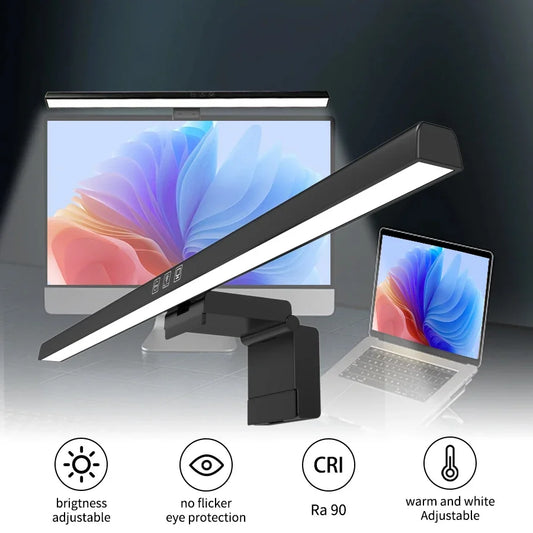 50cm Hanging PC Desk Lamp Computer Screen Display Light Computer Monitor Light Dimmable Timing Eye Protection for Study Work