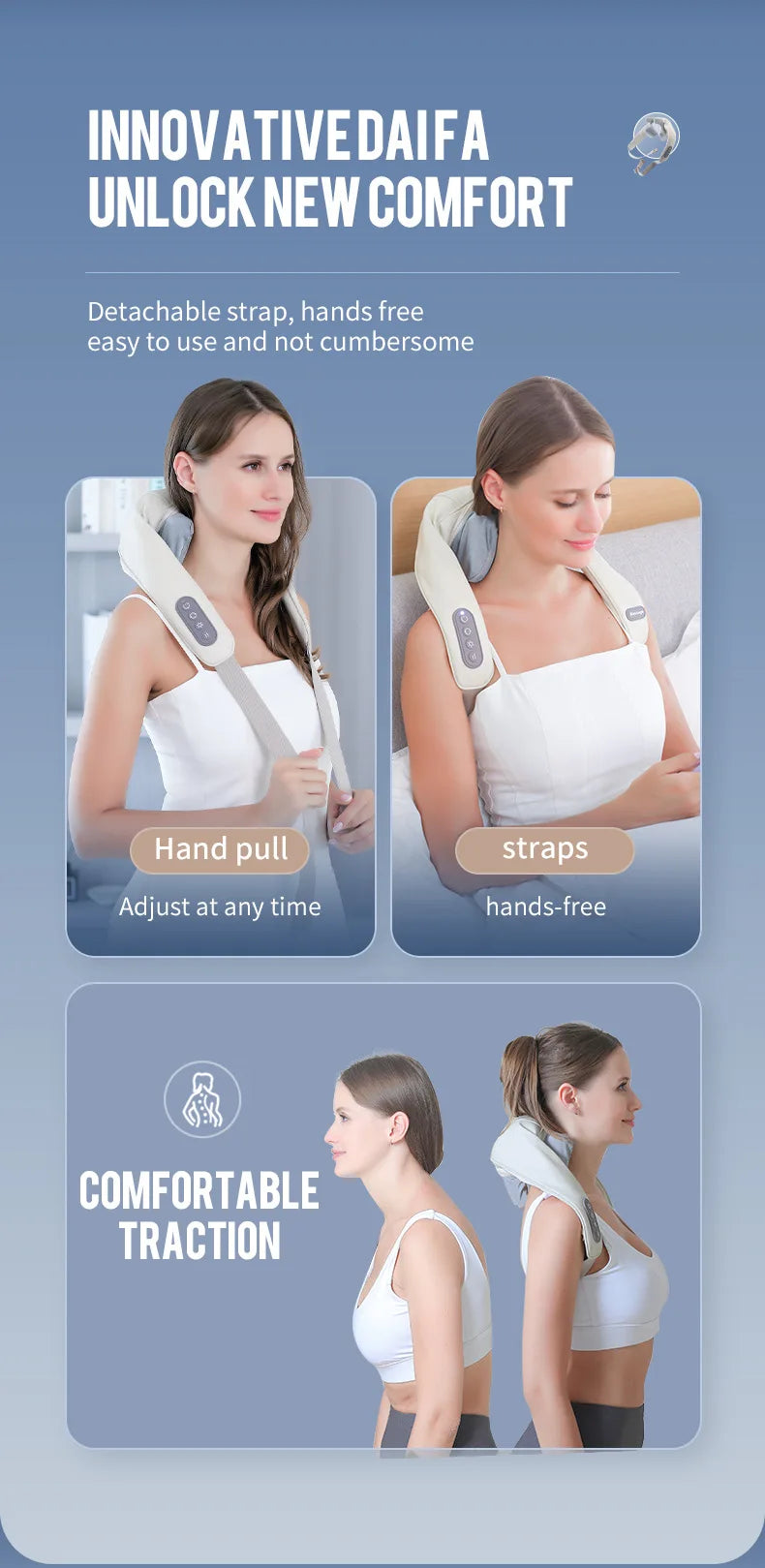 Wireless Neck And Back Massager Neck And Shoulder Kneading Massage Shawl Neck Cervical Relaxing Trapezius Massager