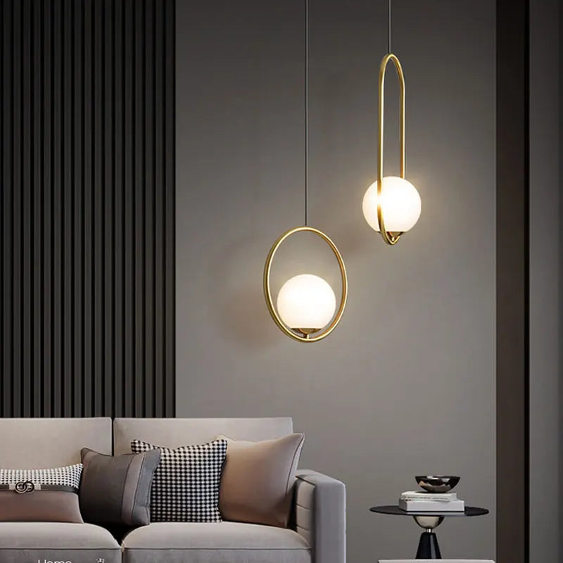 White Ball Tube LED Pendant light luxury chandelier Bedroom Bar Aisle Bedside Minimalist Restaurant Background wall decoration