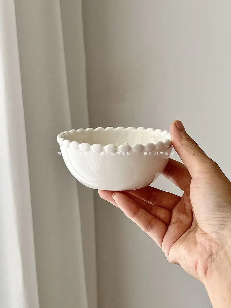 French Ins Ceramic Plates Home Pearl Edge Plates Western Cuisine Dish Home Breakfast Plates Steak Oval Household Tableware