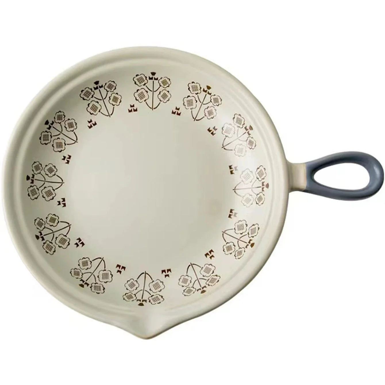 Ceramic Baking Pan Flat Bottomed Frying Pan Wok Pan Fruit Plate with Handle Dinner Dish Party Buffet Restaurant Cookware