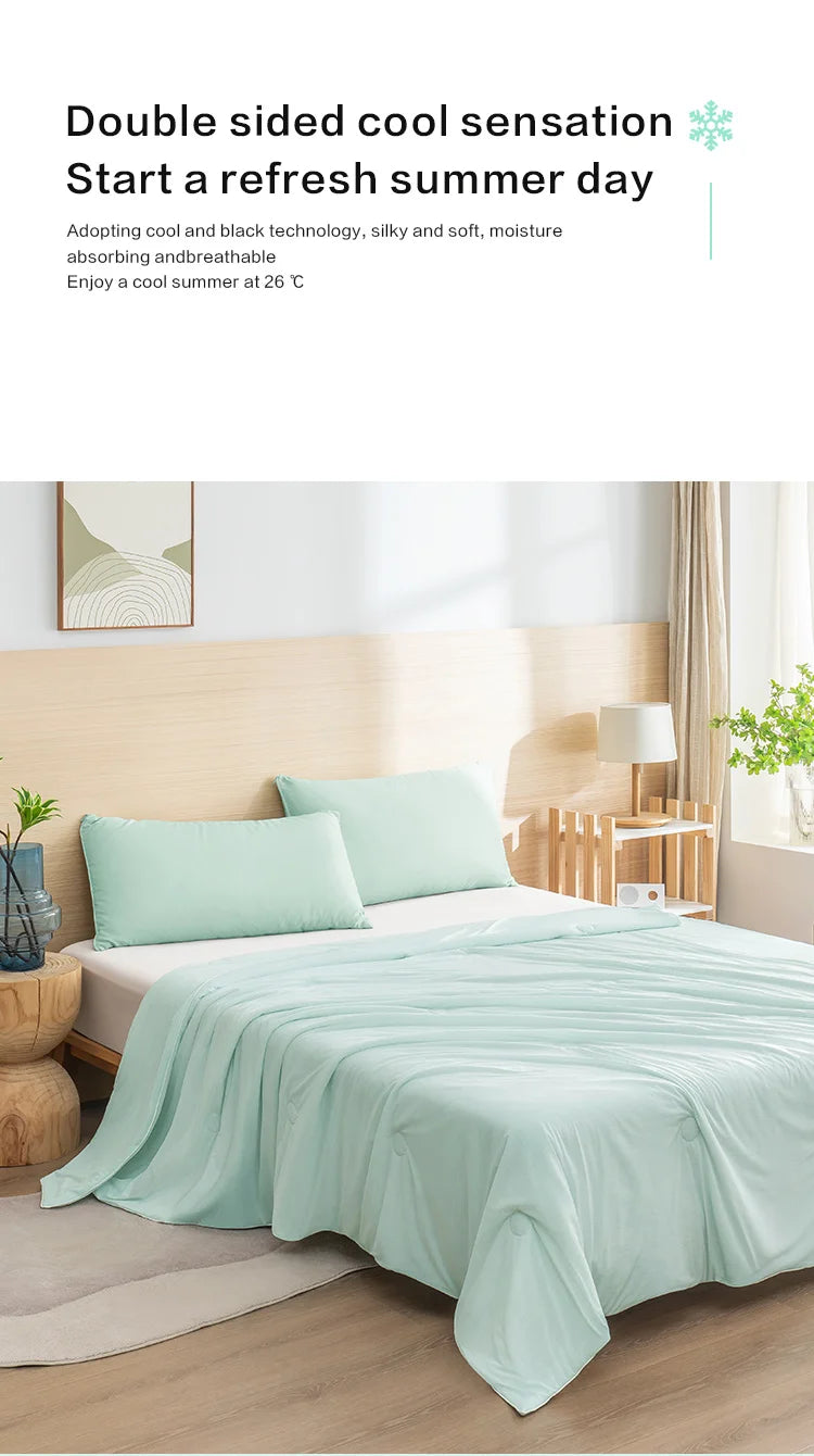 Cooling Blanket for Bed Silky Air Condition Comforter Lightweight Cooled Ice Summer Quilt with Double Side Cold & Cooling Fabric