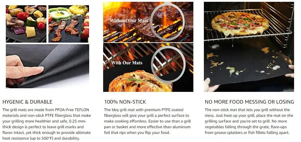 5-10 Pcs BBQ Grill Mat Non-stick Heat Resistant Grill Mat Outdoor Baking Reusable Barbecue Party Mat 40x33cm Grill Accessories