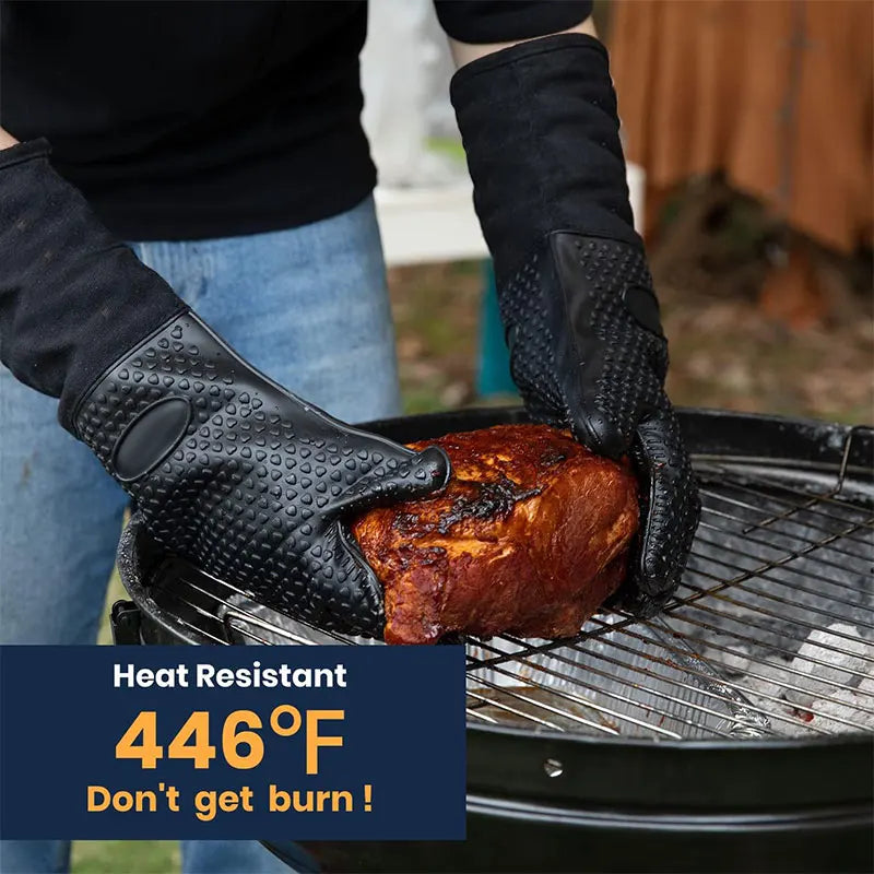Extra Long Professional Silicone Oven Mitts Gloves with Quilted Liner Durable Heat Resistant Grill Oven Gloves Baking Tools