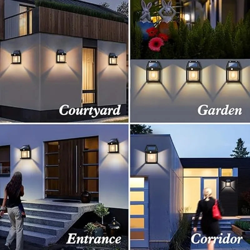 1/2/4 Solar Wall Lights Outdoor Garden Motion Sensor IP65 Waterproof for Front Porch Balcony Terrace Garage Fence Courtyard