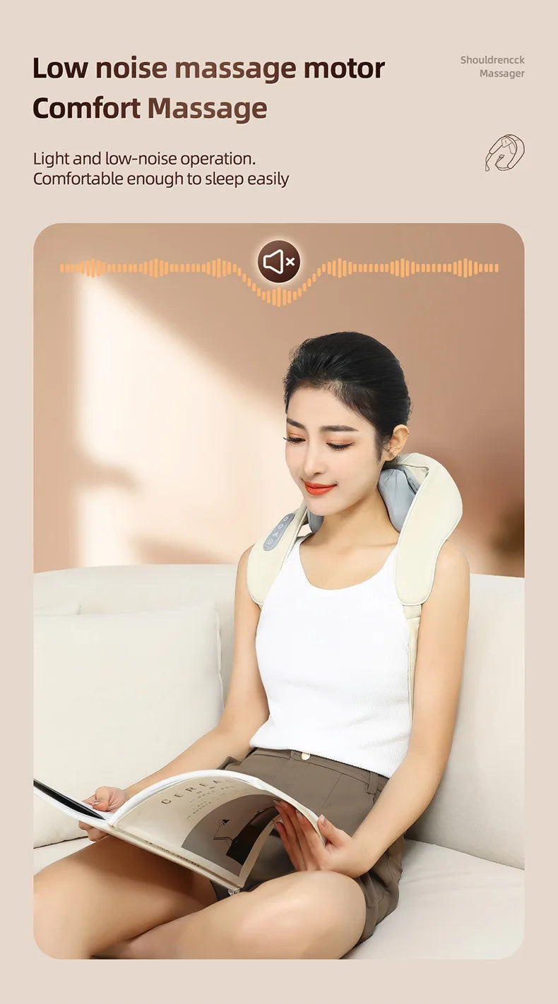 20W Beige Neck And Shoulder Massager Wireless Shoulder And Back Kneading Massage Shawl Trapezius Neck Cervical Masajeador