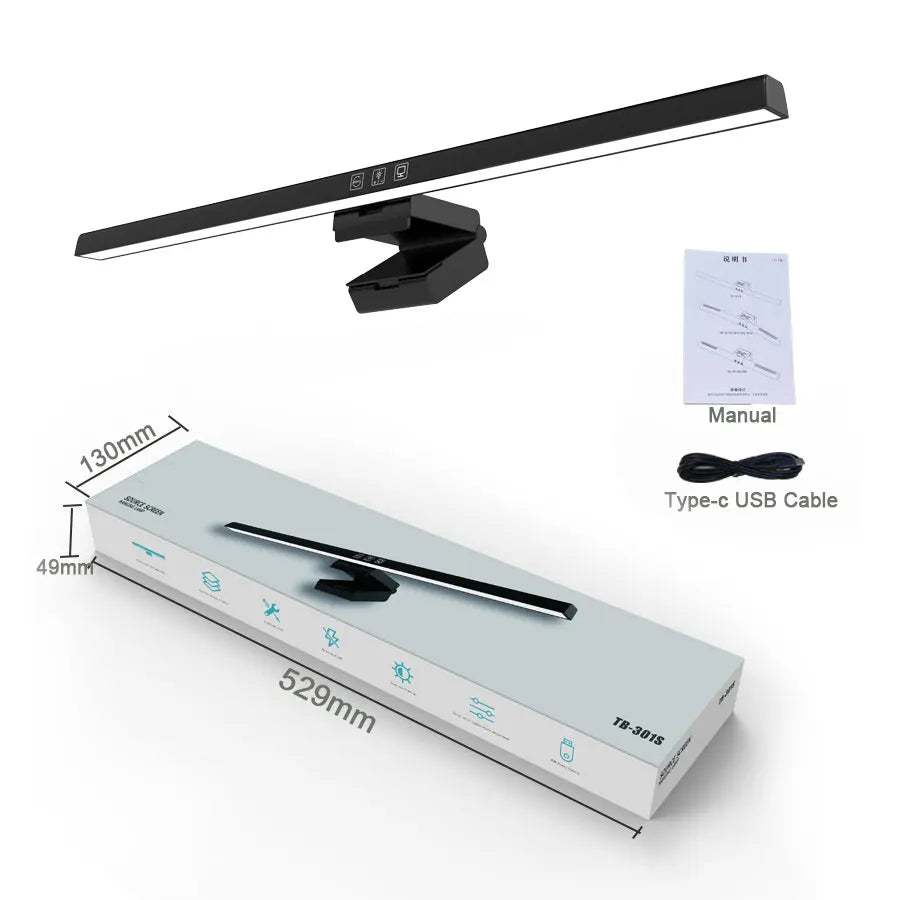 50cm Hanging PC Desk Lamp Computer Screen Display Light Computer Monitor Light Dimmable Timing Eye Protection for Study Work