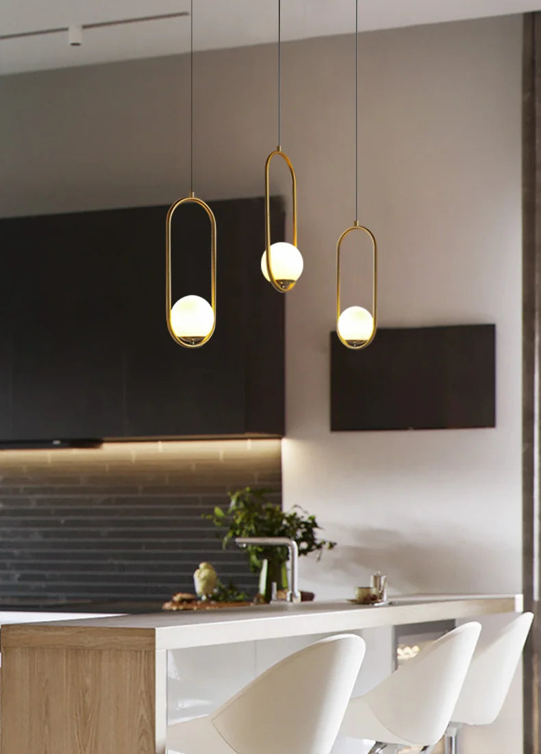 White Ball Tube LED Pendant light luxury chandelier Bedroom Bar Aisle Bedside Minimalist Restaurant Background wall decoration