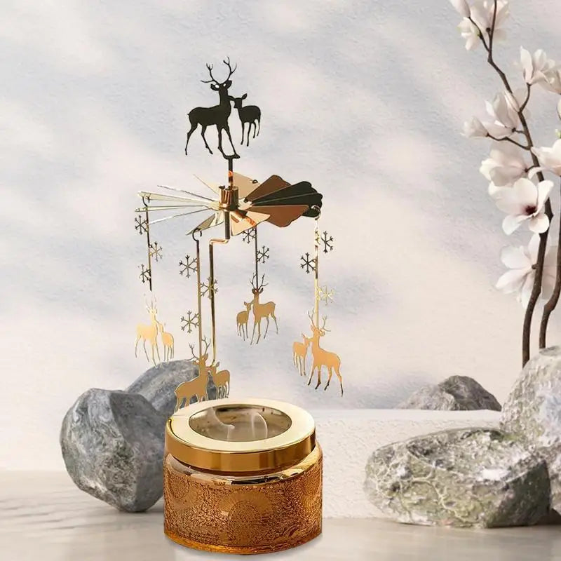 Rotating aromatherapy candle holder metal rotating candle holder dinner atmosphere tabletop rotating decoration