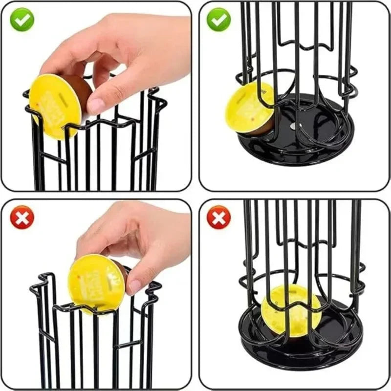 Holds 32 Pieces Coffee Capsule Holder Rotatable Coffee Capsule Stand Stylish Metal Coffee Storage Holder Home Kitchen Cafe Use