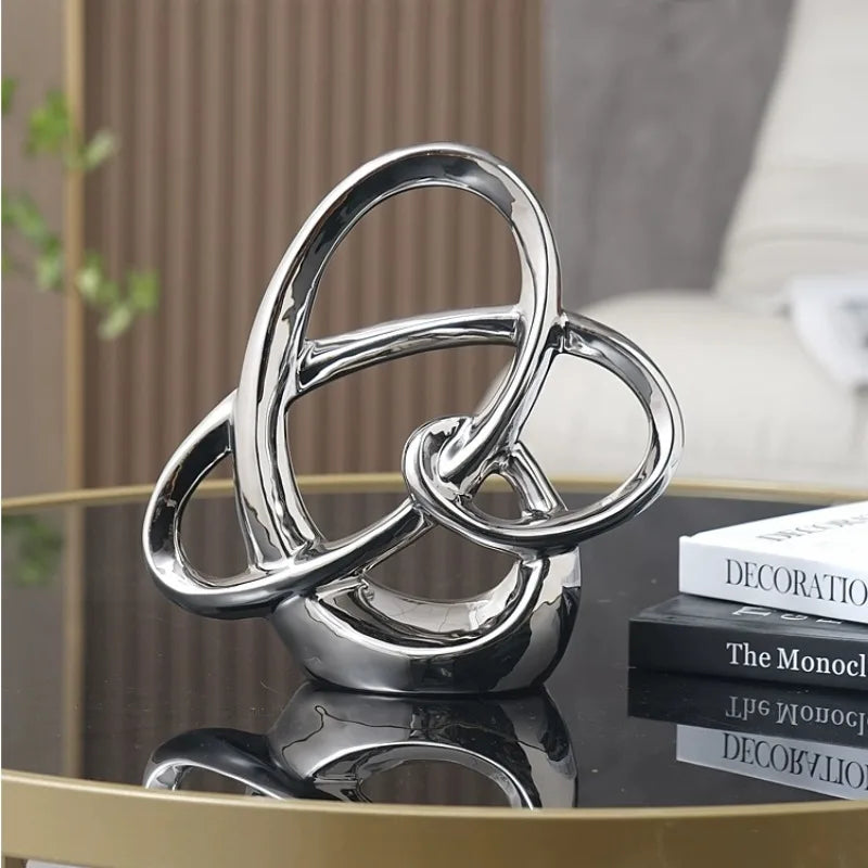 Ring Shaped Ornaments Electroplated Ceramic Sculpture Statue Decoration Furnishing Home Decor Crafts Home Accessories Figurines