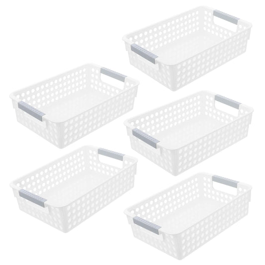 5Pcs Rectangular Storage Frame Plastic Baskets Mini Narrow Desk Organizer Home Office School Supplies Bathroom Accessories