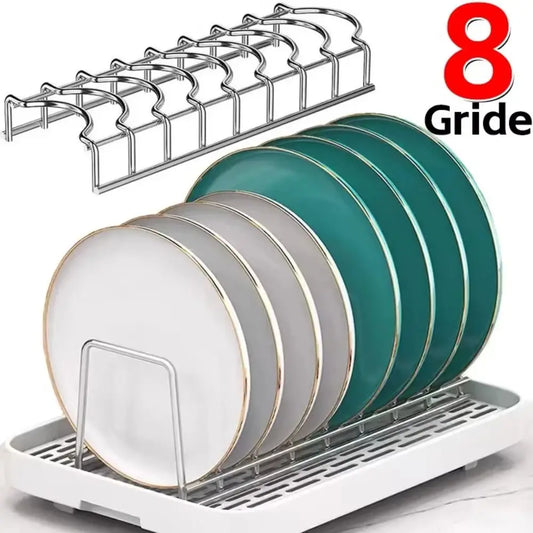 Multipurpose Dish Drying Rack Stainless Steel Kitchen Organizer Bowl Draining Rack 8 Girds Space Saving Dish Drying Holder