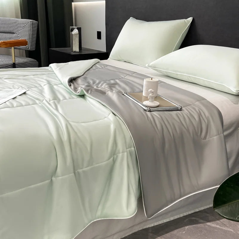 Reversible Cooling Blankets Smooth Air Condition Comforter Lightweight Summer Quilt Washable Double Side Cold Fabric & Cool Skin