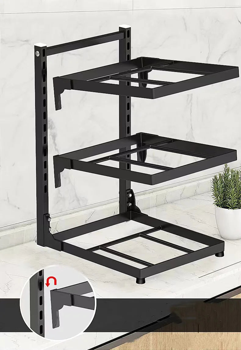 Kitchen Sink Organizer Rack Adjustable Pot Cabinet Rack Holder Multi-layer Home Frying Pan Holder Pot Bowl Storage Racks