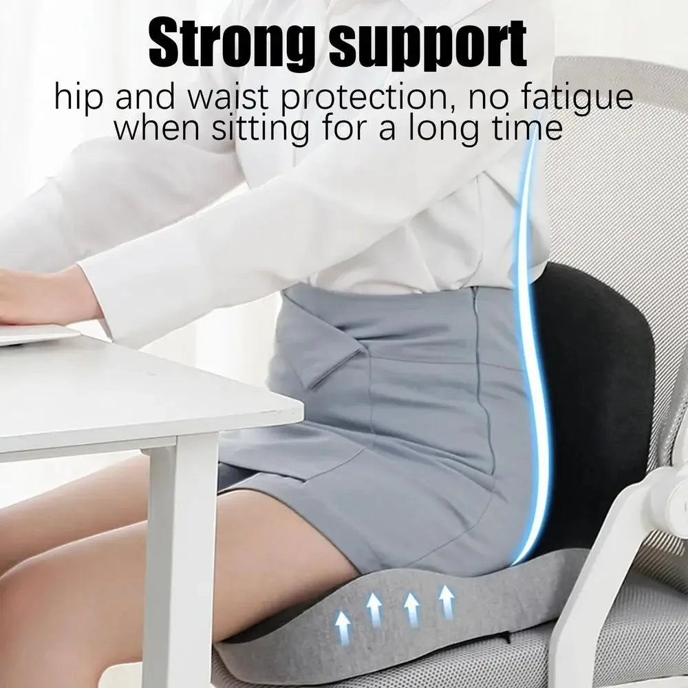 Comfort Memory Foam Backrest Cushion Breathable Non-Slip Chair Cushion One-piece Design Waist Protection Truck Seat Cushion