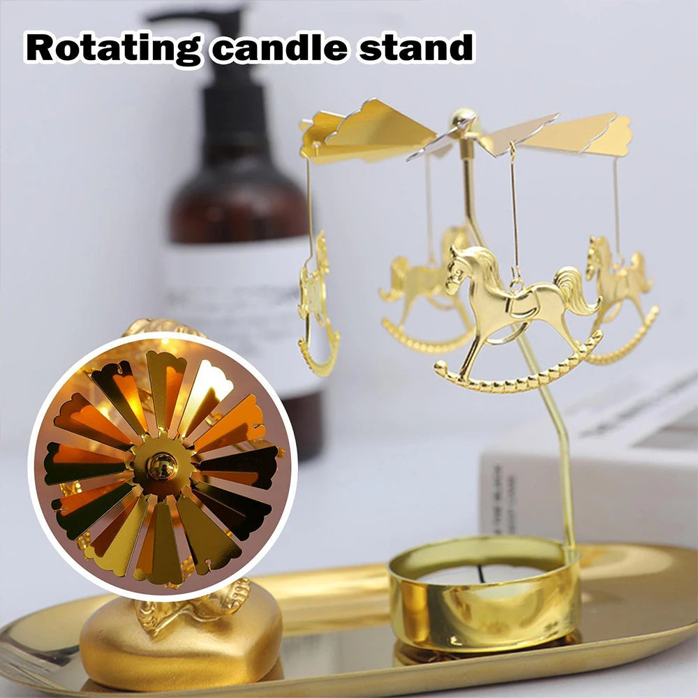 Metal Rotary Candle Holder Rotating Candle Holder Dinner Party Wedding Party Christmas Candle Holder Stand Home Decoration