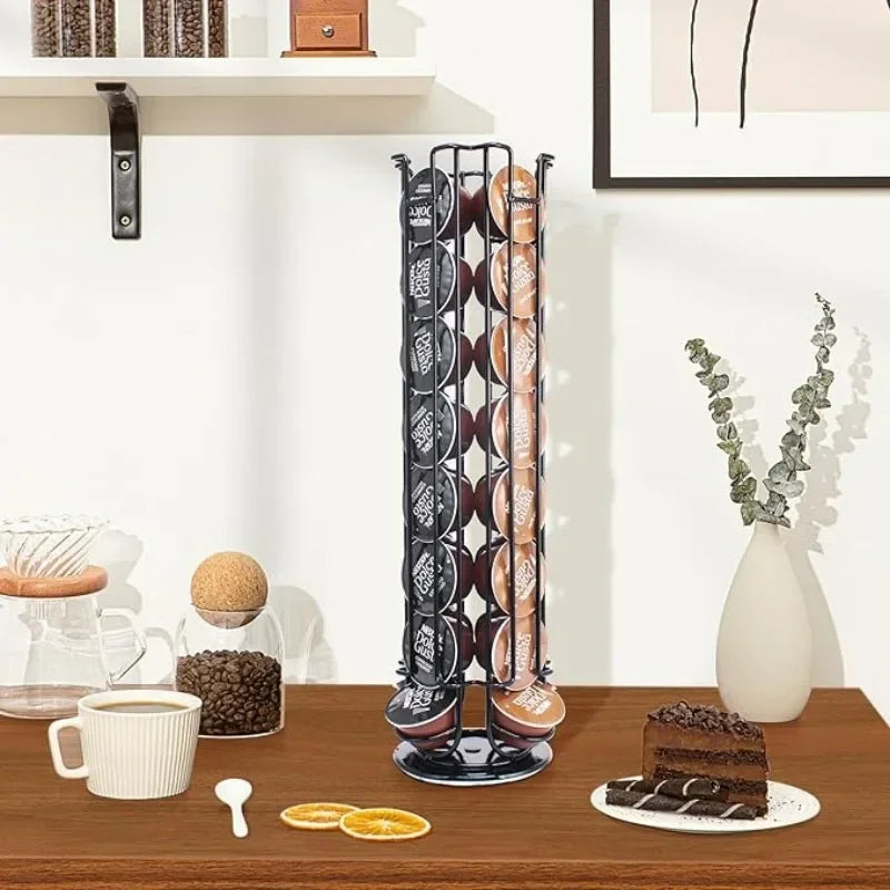 Holds 32 Pieces Coffee Capsule Holder Rotatable Coffee Capsule Stand Stylish Metal Coffee Storage Holder Home Kitchen Cafe Use