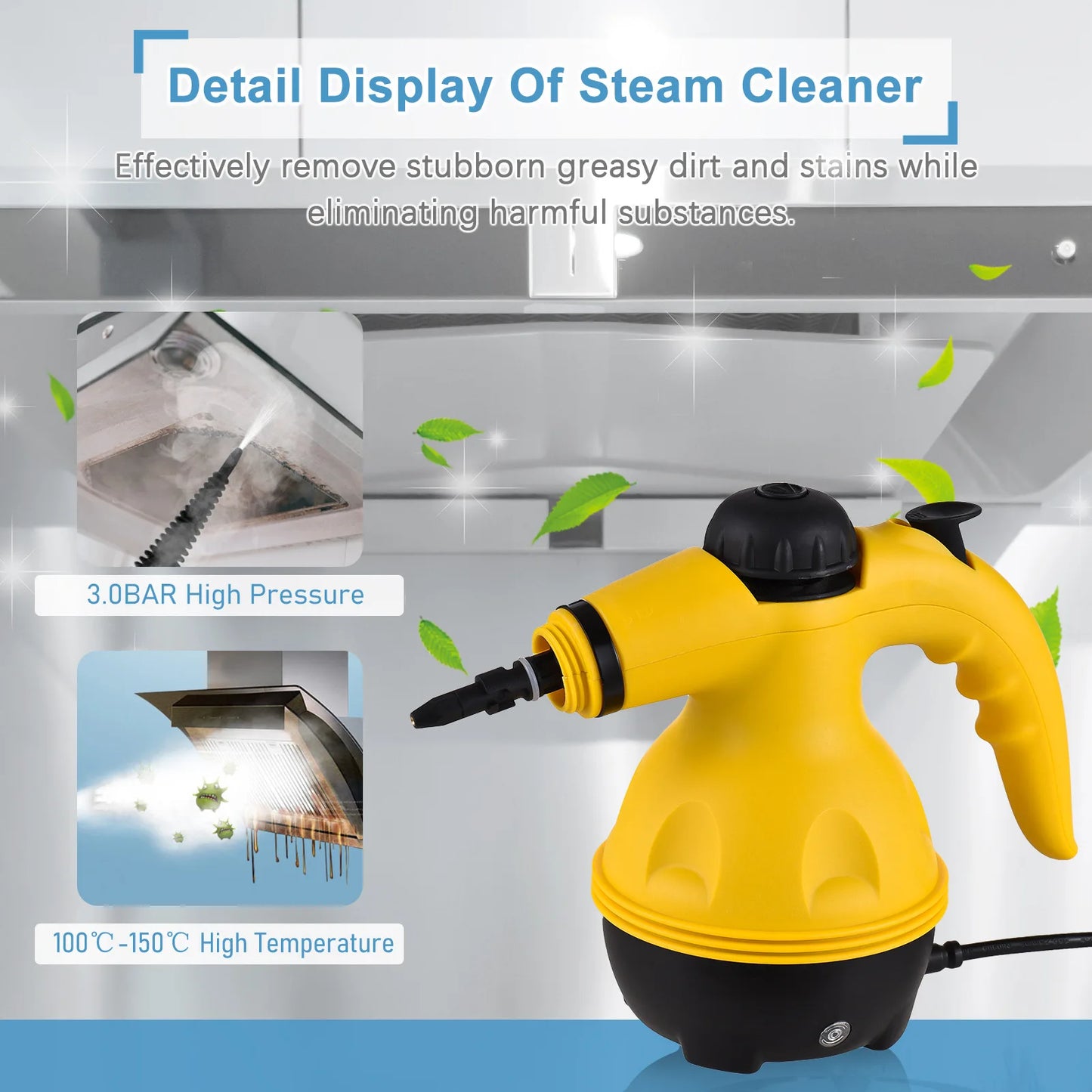 Large capacity water tank handheld high-temperature steam cleaning machine, suitable for kitchen/sofa/window/bedroom/car care