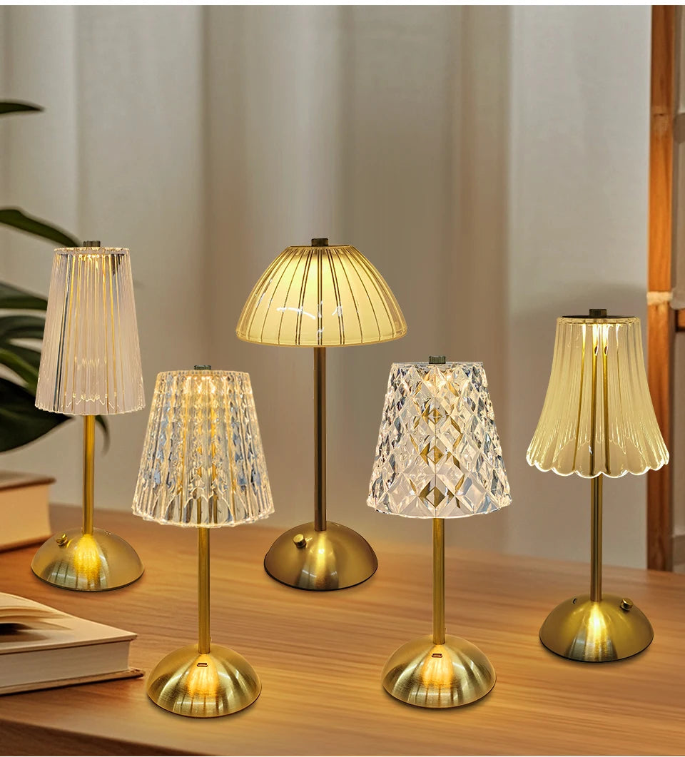 LED Table Lamp Touch Sensor Dimmable Desktop Night Light Rechargeable Wireless Reading Lamp for Hotel Bar Bedroom Decor Light
