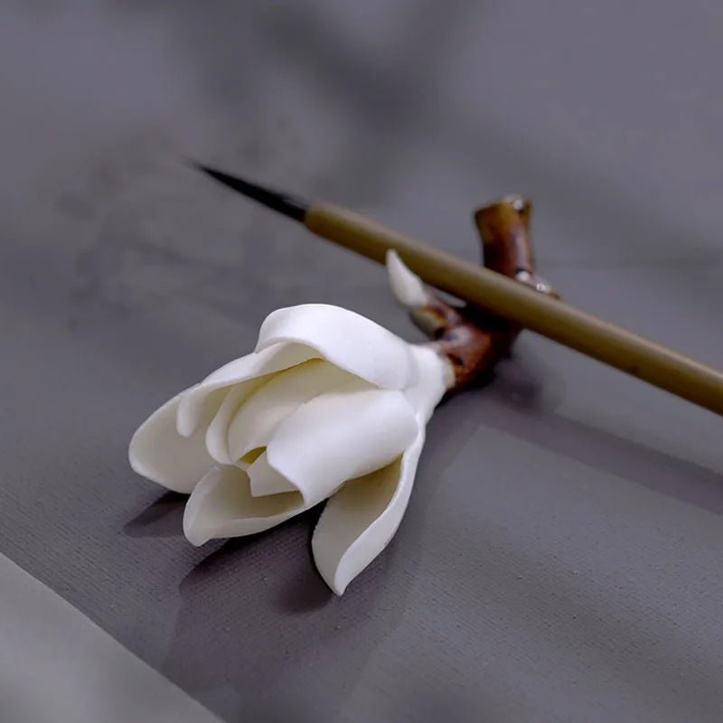 Ceramic Plum Blossom Pen Rest Home Desktop Joss-stick Base Incense Ceremony Ornaments Zen Tea Ceremony Accessories Tea Pets