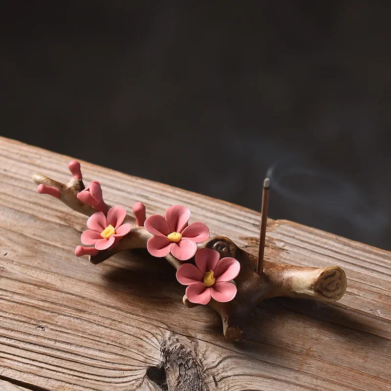 Ceramic Plum Blossom Pen Rest Home Desktop Joss-stick Base Incense Ceremony Ornaments Zen Tea Ceremony Accessories Tea Pets