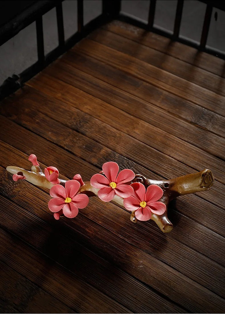 Ceramic Plum Blossom Pen Rest Home Desktop Joss-stick Base Incense Ceremony Ornaments Zen Tea Ceremony Accessories Tea Pets