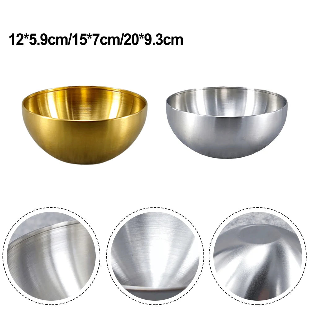 1pc Kitchen Stainless Steel Fruit Salad Bowls Korean Ramen Soup Noodles Bowl Single Layer Heat Insulated Home Tableware