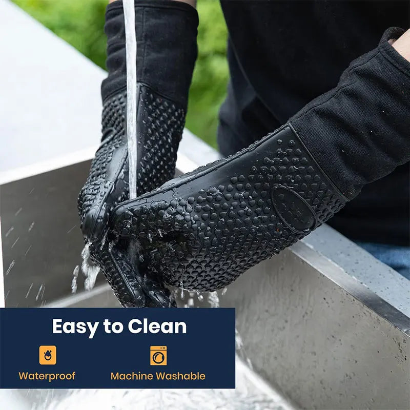Extra Long Professional Silicone Oven Mitts Gloves with Quilted Liner Durable Heat Resistant Grill Oven Gloves Baking Tools